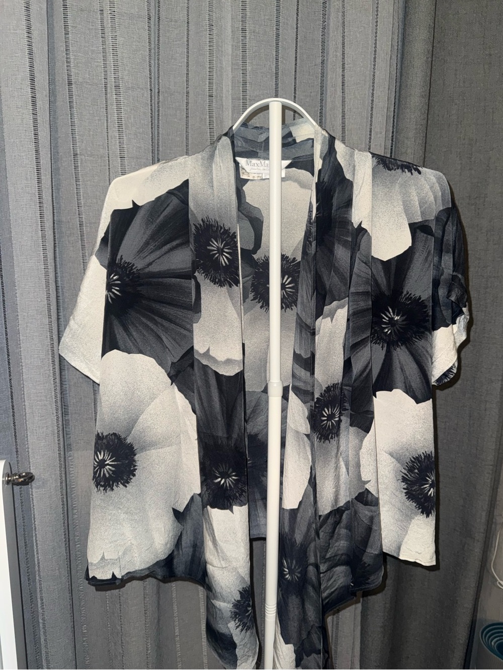 Vintage Max Mara Pure Silk Wrap Top Blouse - 90s Floral Poppy US 12 XL